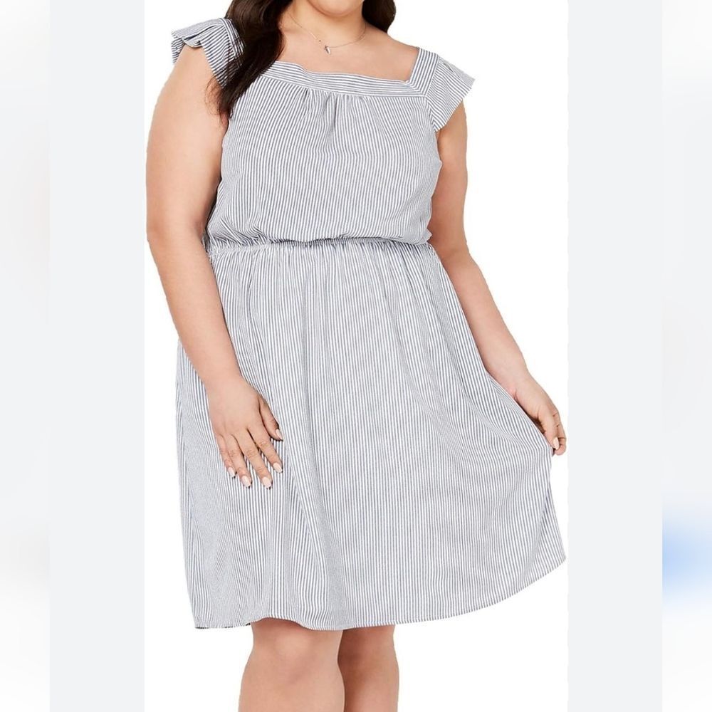 Monteau Striped Ruffle Dress Sz 2X
